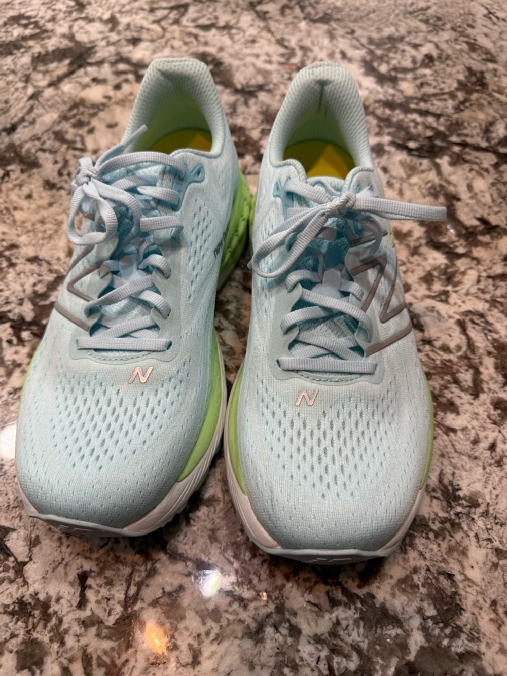 New Balance Women's Light Blue Running Sneakers with Lime Accents